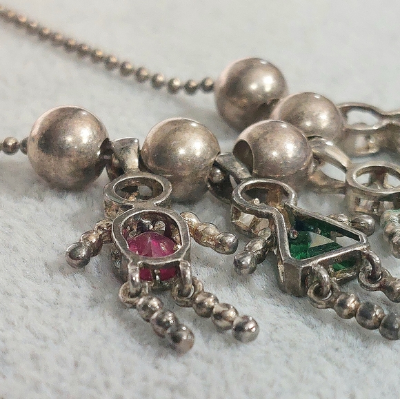 Vintage Sterling Silver necklace with birthstone boy and girl charms - Picture 8 of 12